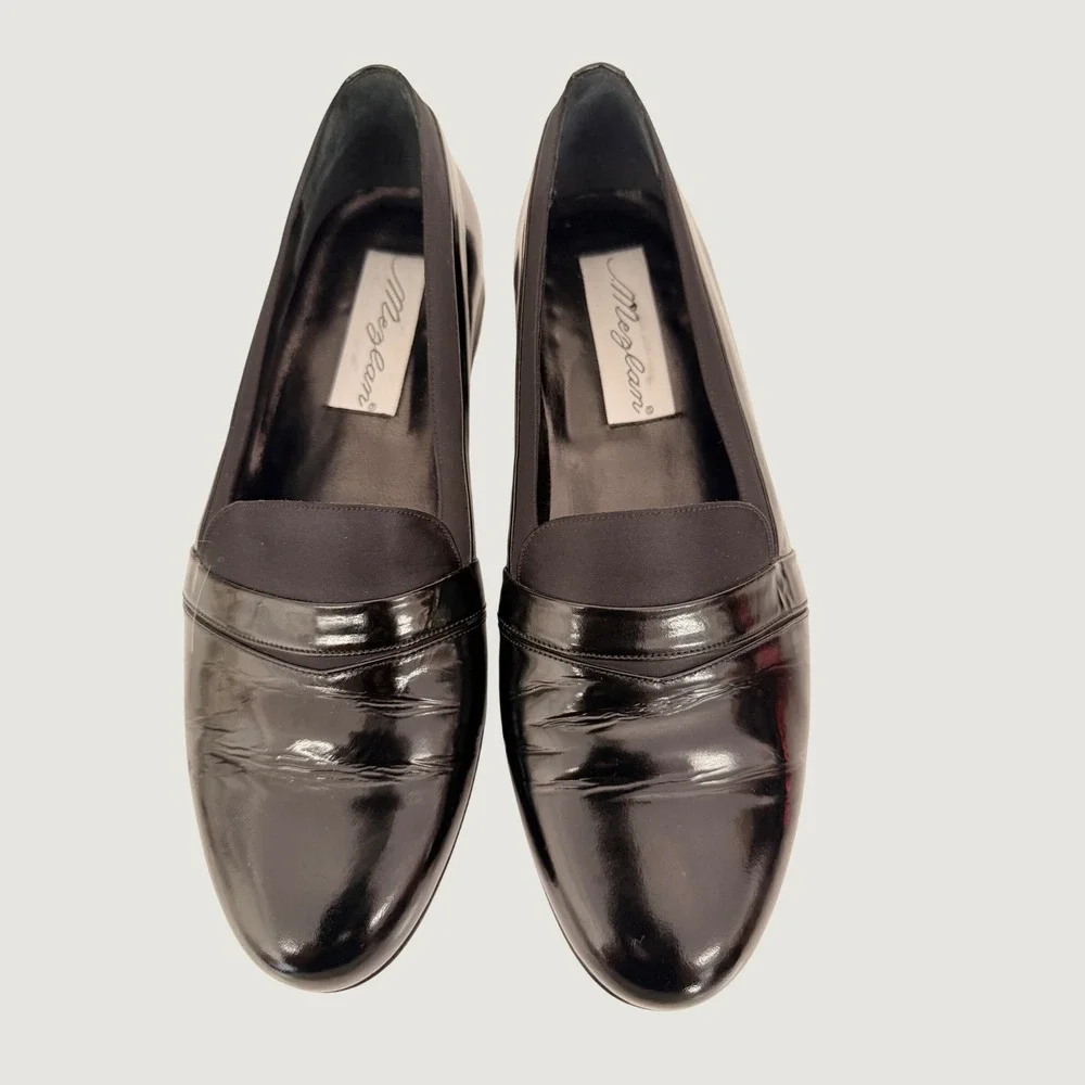 Mezlan Mens Black Patent Leather Loafers Dress Shoes Handcrafted Spain Size 9.5M